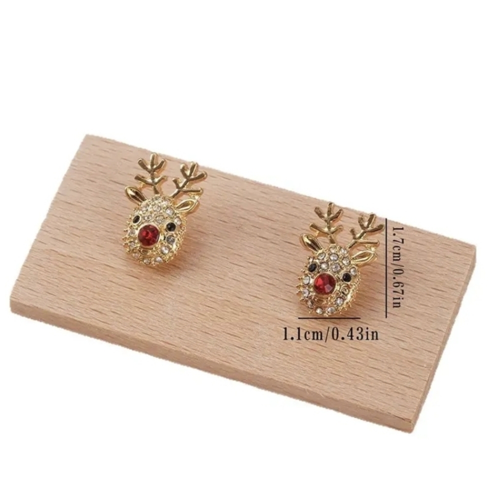 Reindeer Rhinestone Earrings - Picture 6 of 10
